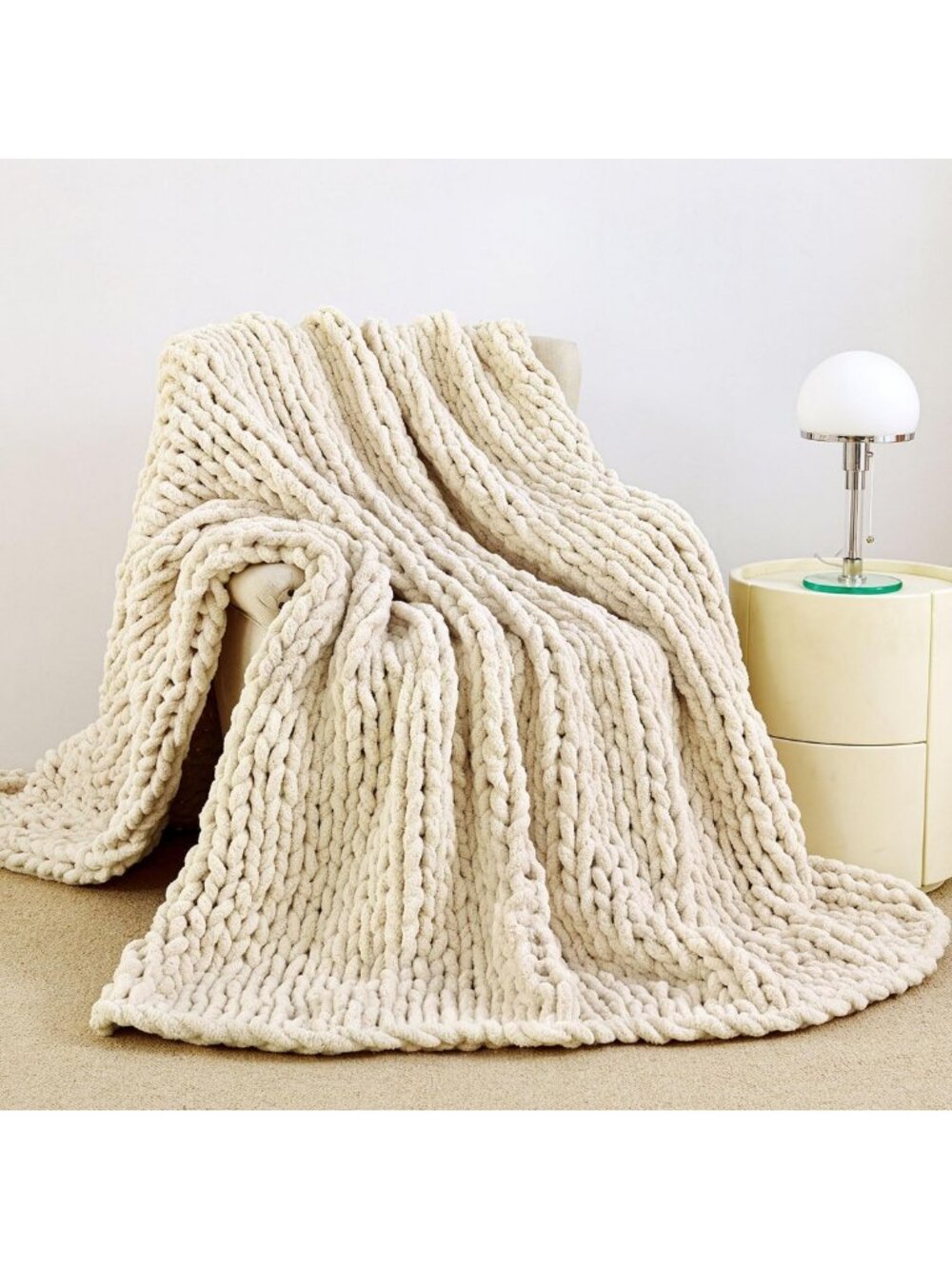 Cozy Chunky Knit Blanket Throw for Couch - Soft Knitted Yarn, 51"x63